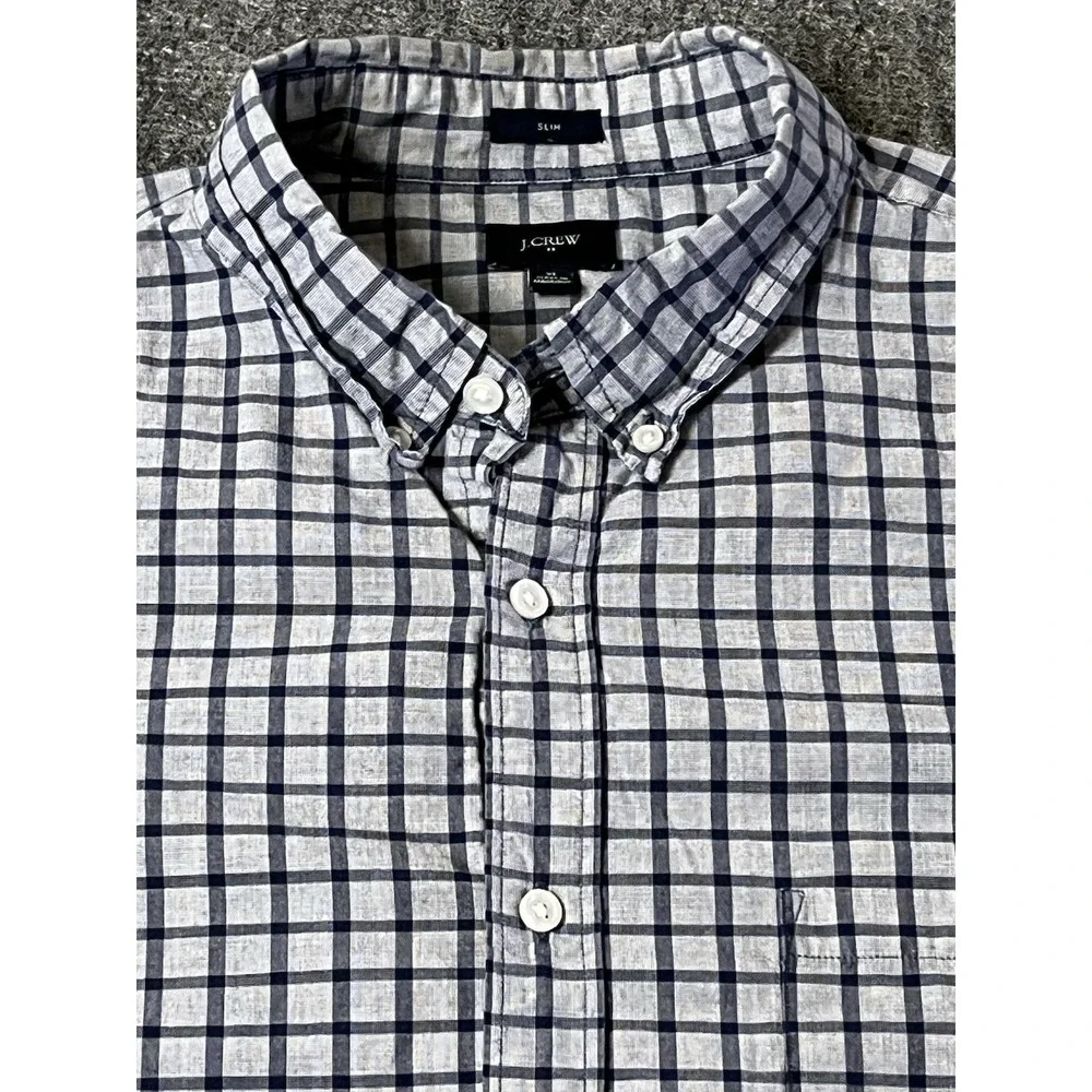 J.Crew Factory - Mens XL Slim Fit - Chambray Windowpane Tattersall‎ Button Down